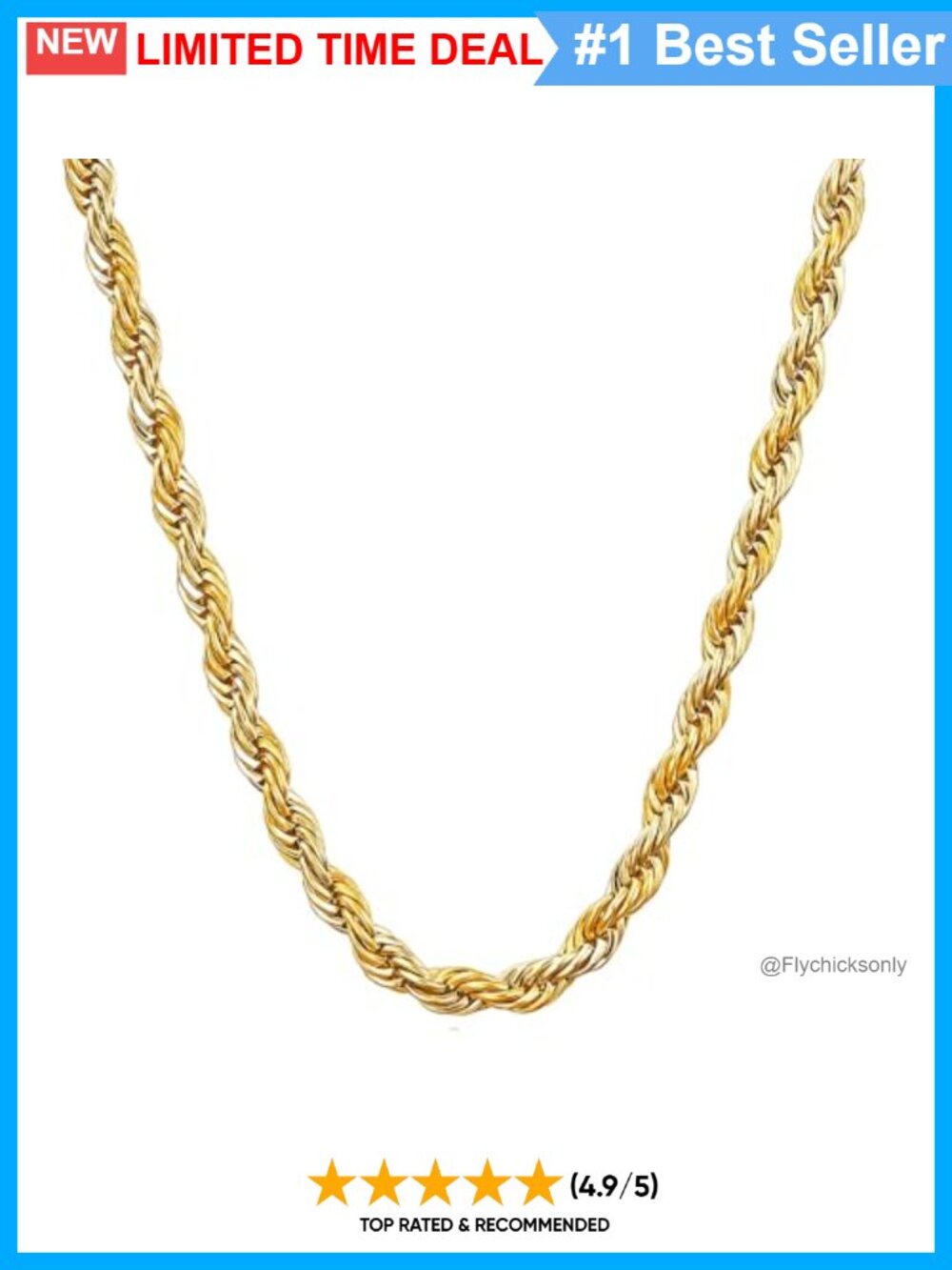 14K Solid Yellow Gold Twisted Rope Chain Necklace Diamond-Cut